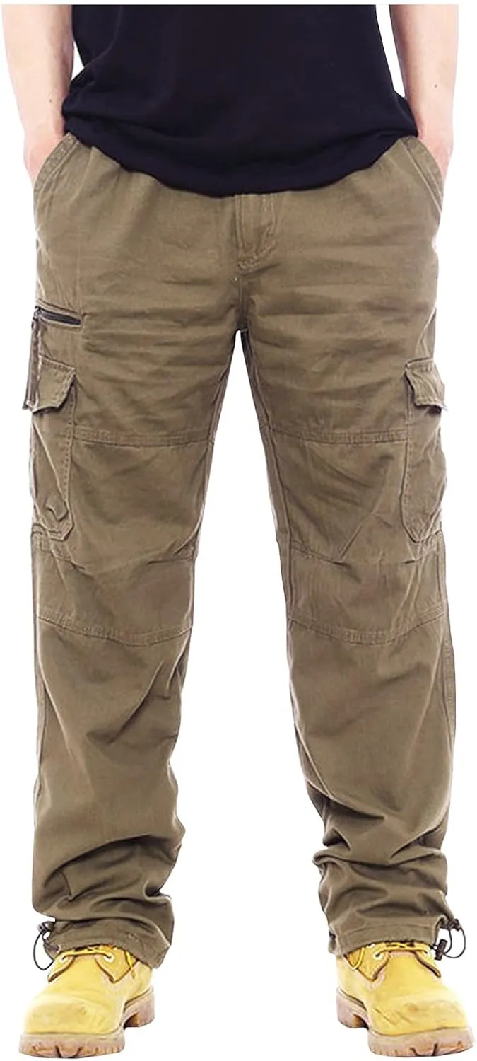 GOFULY Mens Khaki Pants Casual with Pockets Fashion Hiking Pants Stretch Sweatpants Travel Baggy Pants Straight Fit