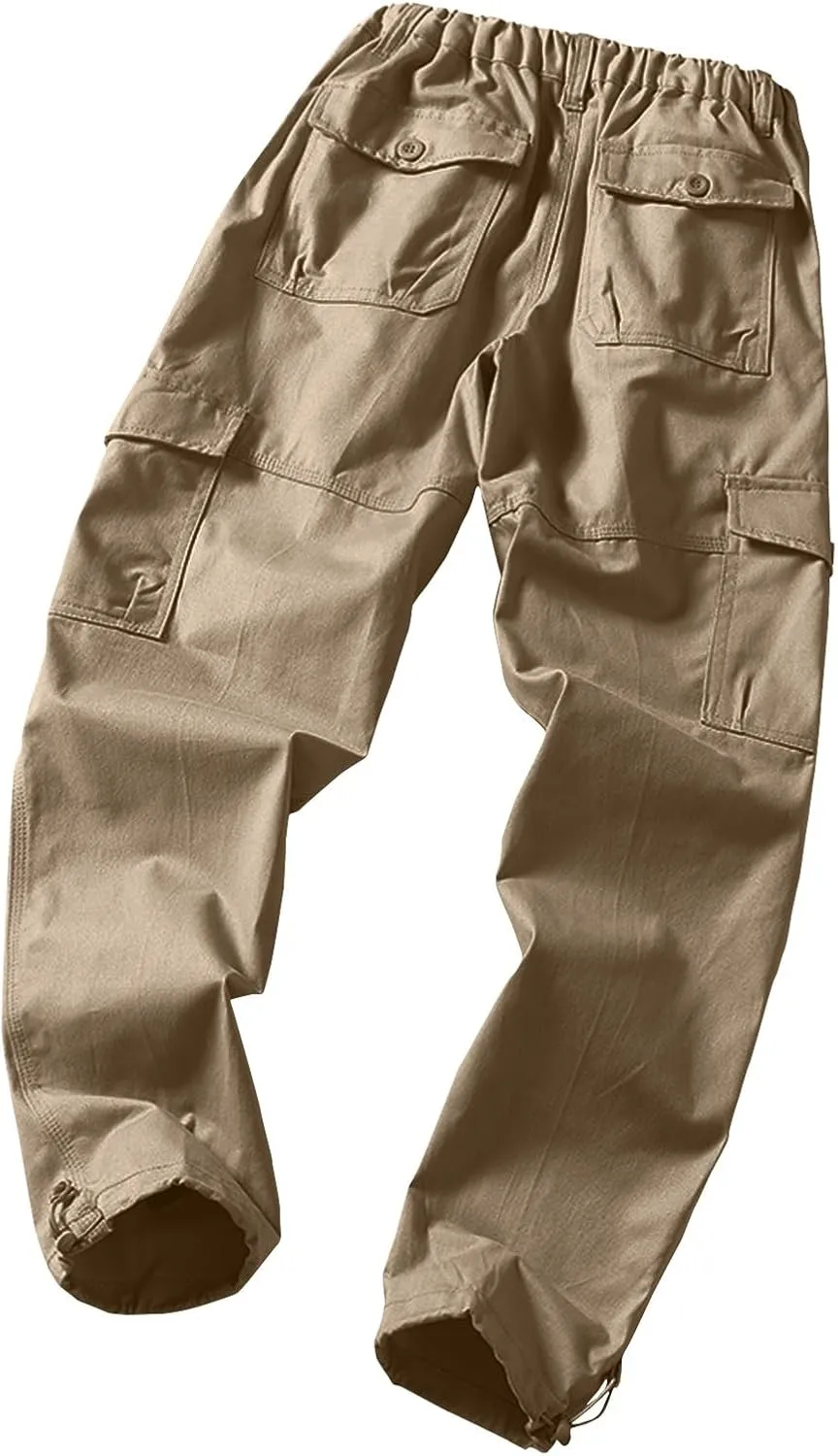 GOFULY Mens Khaki Pants Casual with Pockets Fashion Hiking Pants Stretch Sweatpants Travel Baggy Pants Straight Fit