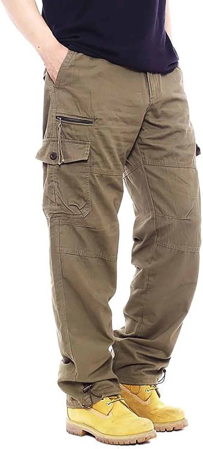 GOFULY Mens Khaki Pants Casual with Pockets Fashion Hiking Pants Stretch Sweatpants Travel Baggy Pants Straight Fit