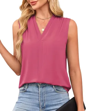 GRACE KARIN Womens Tank Top Summer Pleated Sleeveless Basic Casual Outfits Work Shirts
