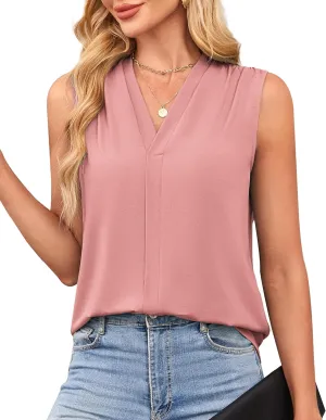 GRACE KARIN Womens Tank Top Summer Pleated Sleeveless Basic Casual Outfits Work Shirts