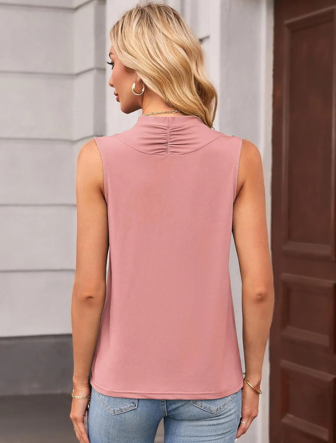 GRACE KARIN Womens Tank Top Summer Pleated Sleeveless Basic Casual Outfits Work Shirts