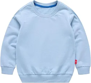 HAXICO Unisex Kids Solid Cotton Thin Pullover Sweatshirt T-Shirt Toddler Baby Crewneck Long Sleeve Tshirts Tops Blouse