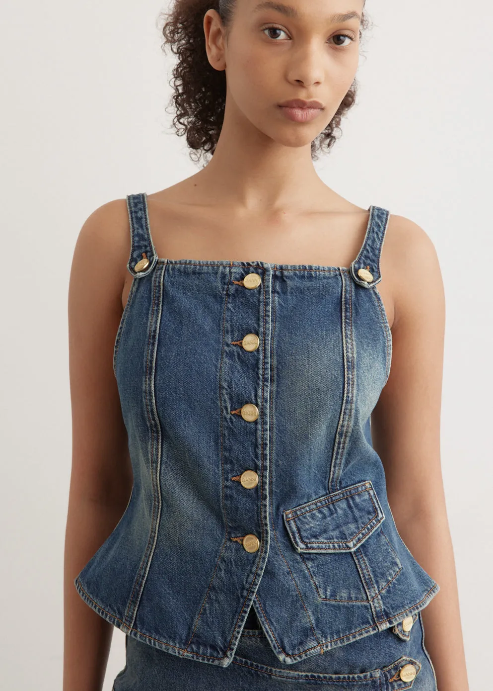 Heavy Washed Denim Top