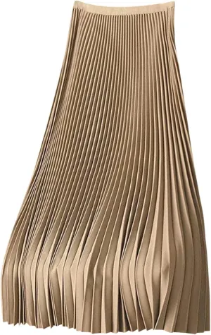 HGps8w Women's Metallic Shiny Shimmer Accordion Pleated Skirts Elegant Elastic Waist Party Long Maxi Skirt