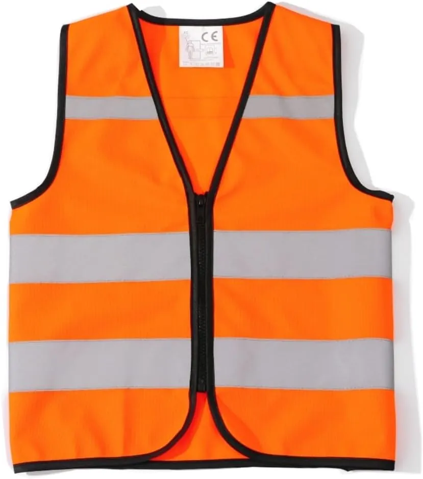High Visibility Kids Safety Vest,Toddler Safety Vest,Reflective Vest Kids,Toddler Construction Vest For Cycling &Running,Orange XS/Zipper