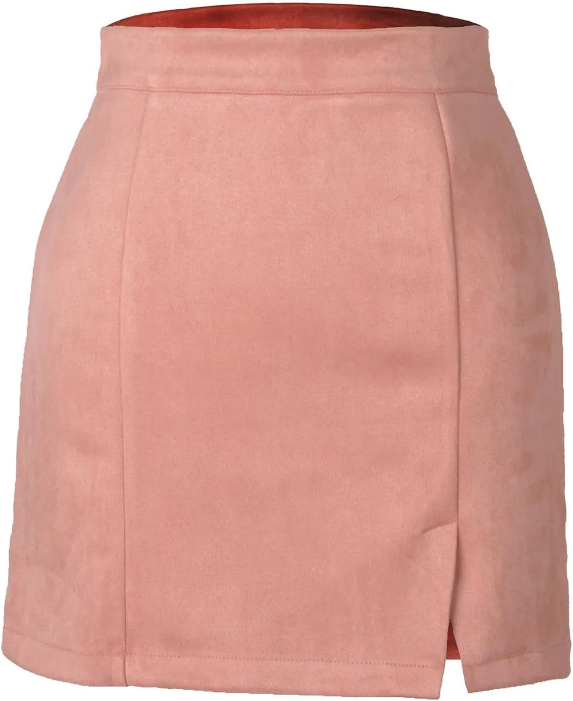 High Waisted Skirt for Women Faux Suede Side Split Mini Skirts Bodycon Solid Color Basic A-Line Pencil Short Skirt