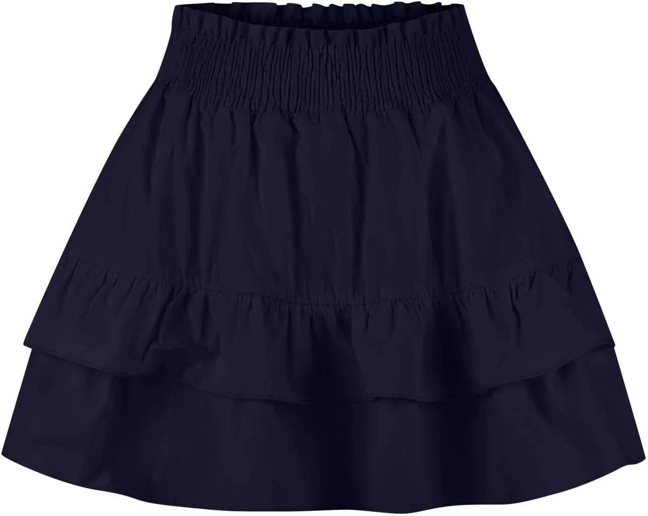 High Waisted Skirt for Women Ruffle Hem Flowy Stretchy Summer Mini Skirt Casual A Line Swing Beach Mini Short Skirt