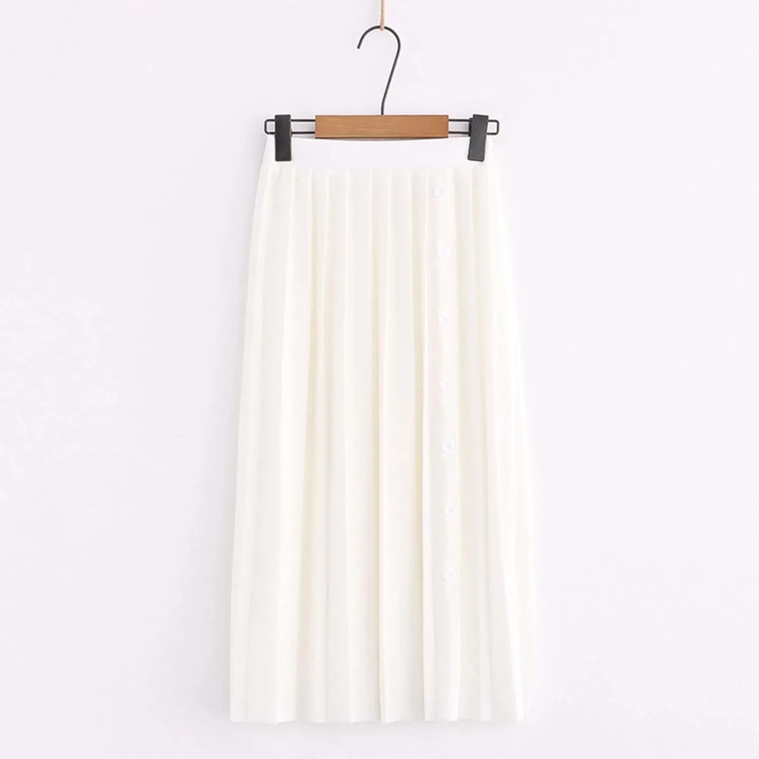 High Waisted Skirts for Women Women's Elastic Waist Solid Color Midi Pleated A Line Skirt with Flared Hem