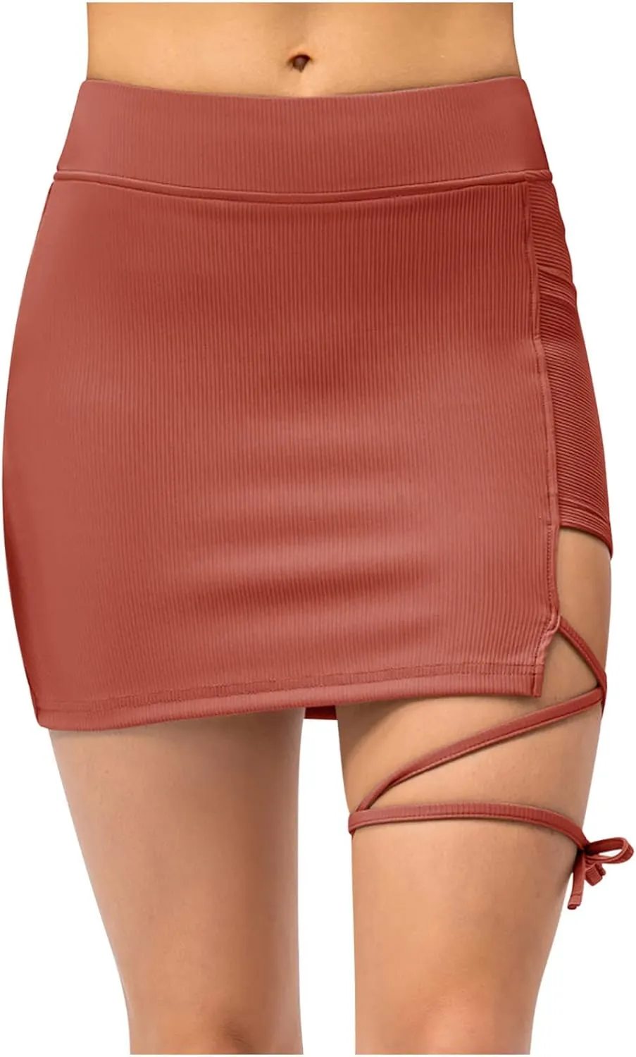 High Waisted Skirts for Women,Side Drawstring Stretchy Wrap Golf Skirts with Shorts,Dressy Going Out Skirt Outfits