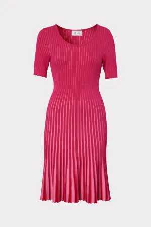 Inset Stripe Flare Godet Dress