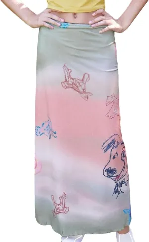 Karwuiio Women's Fairy Grunge Maxi Skirt Y2K Retro Hippie Aesthetic High Waisted Tiered A Line Swing Flowy Skirts for Women