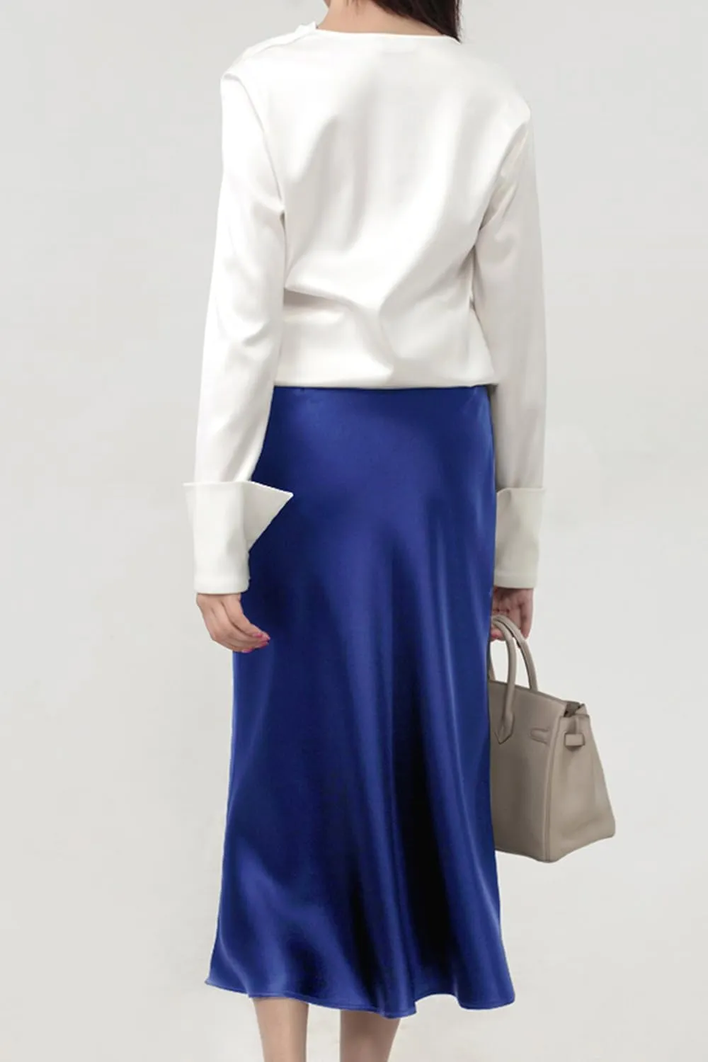 Keasmto Leopard Skirt for Women Midi Length High Waist Silk Satin Elasticized Cheetah Casual Ladies Skirts