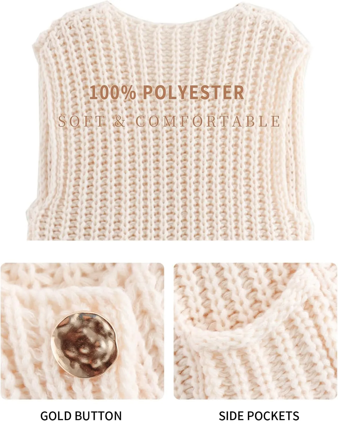 KEOMUD Women's Sleeveless Cropped Knit Cardigan 2025 Casual Button Down Crochet Sweater Vest Tops with Pockets