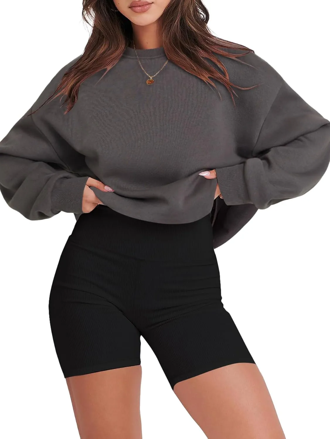 KIFOVEN Women's Casual Oversized Fleece Pullover Sweatshirts Hoodies Crew Neck Fall Winter Outfits