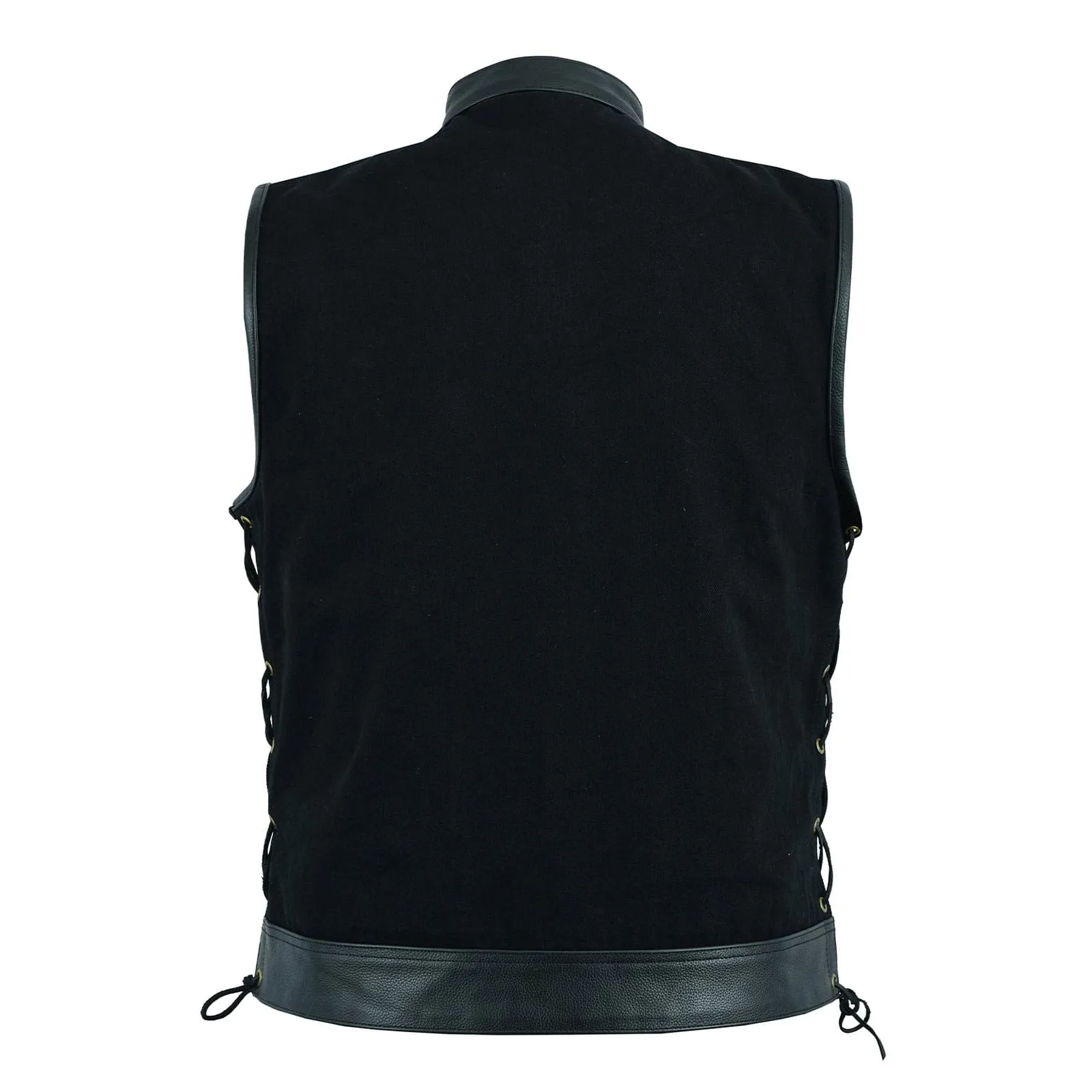 Leatherick Side Laces Denim Leather Vest