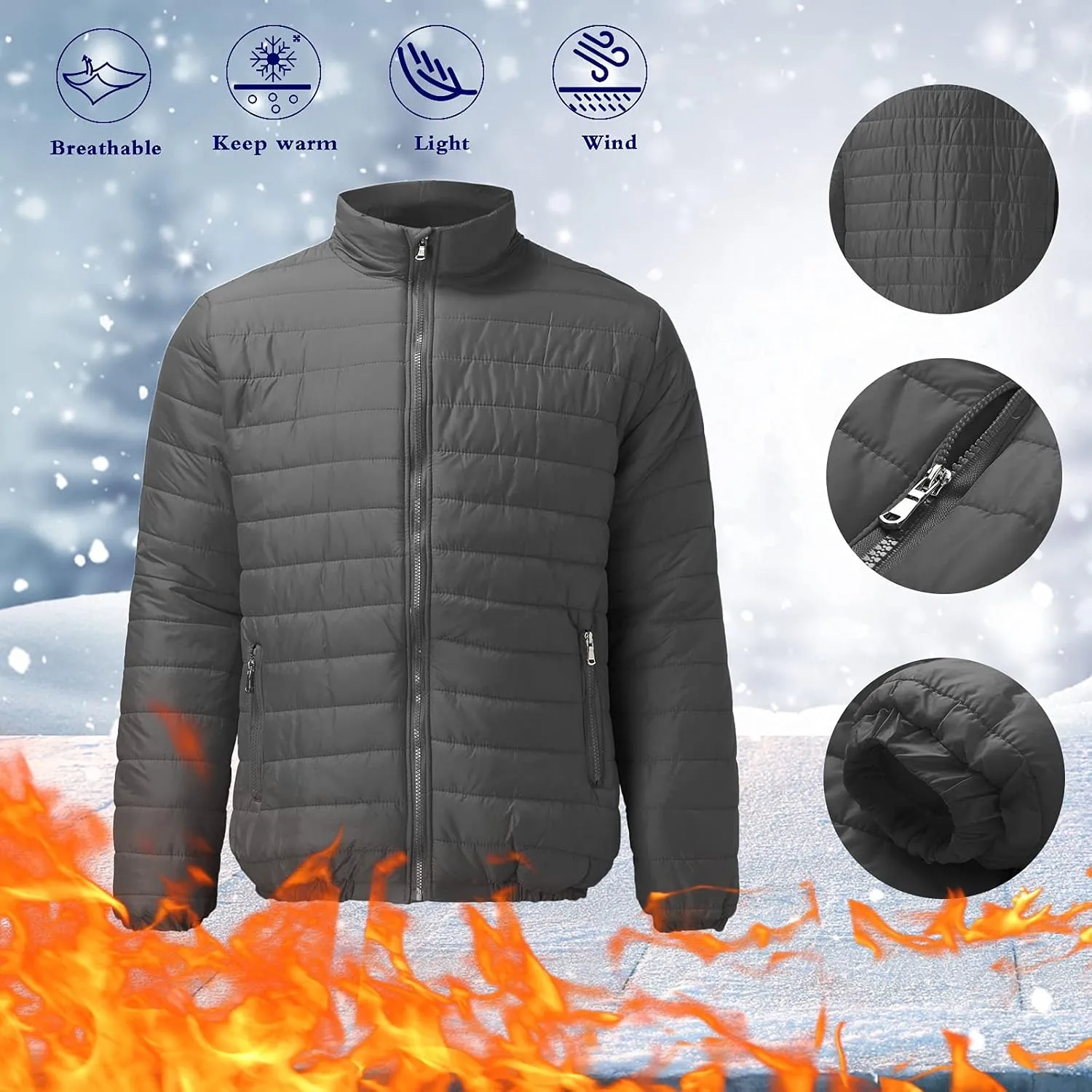 Leisure and Size Blouse Coat Pocket Plus Winter Men's Cotton-Padded Top Autumn Zip Jacket Men's Down Jackets &
