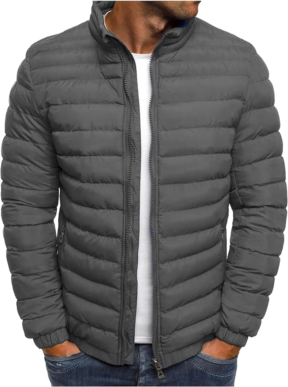 Leisure and Size Blouse Coat Pocket Plus Winter Men's Cotton-Padded Top Autumn Zip Jacket Men's Down Jackets &