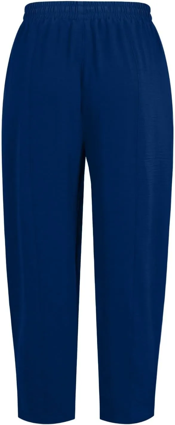 Linen Harem Pants Women Casual Summer High Waisted Beach Pants Baggy Lightweight Cropped Pant with Pockets