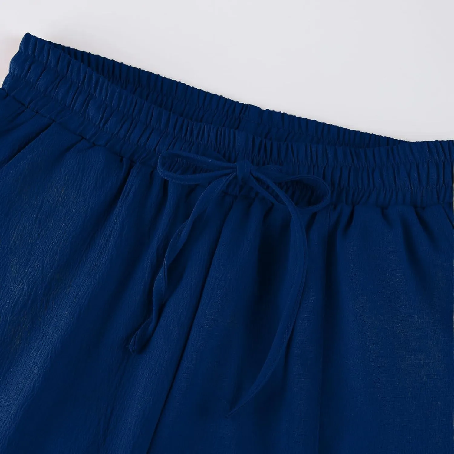 Linen Harem Pants Women Casual Summer High Waisted Beach Pants Baggy Lightweight Cropped Pant with Pockets