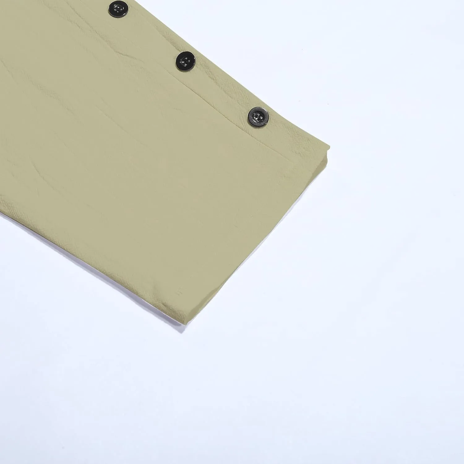 Linen Pants for Women Side Button Summer Trendy Elastic Waist Straight Leg Loose Casual Cropped Trousers with Pockets