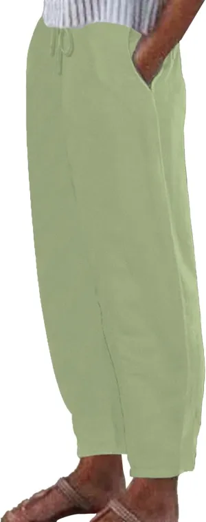 Linen Pants Women Tapered Pant Drawstring Lounge Trousers with Pocket High Waist Pants Beach Wear Summer Clothes