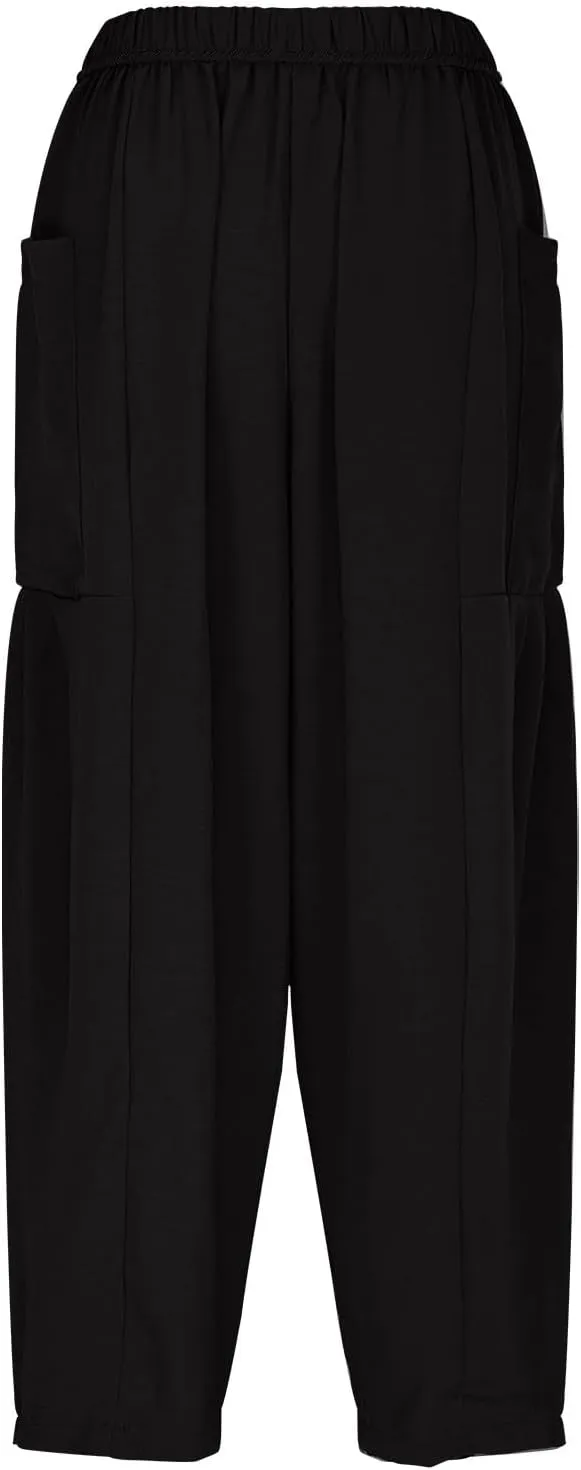 Lmdudan Women Linen Pants Casual Elastic Waist Wide Leg Boho Pants Loose Lightweight Beach Palazzo Pants with Pockets