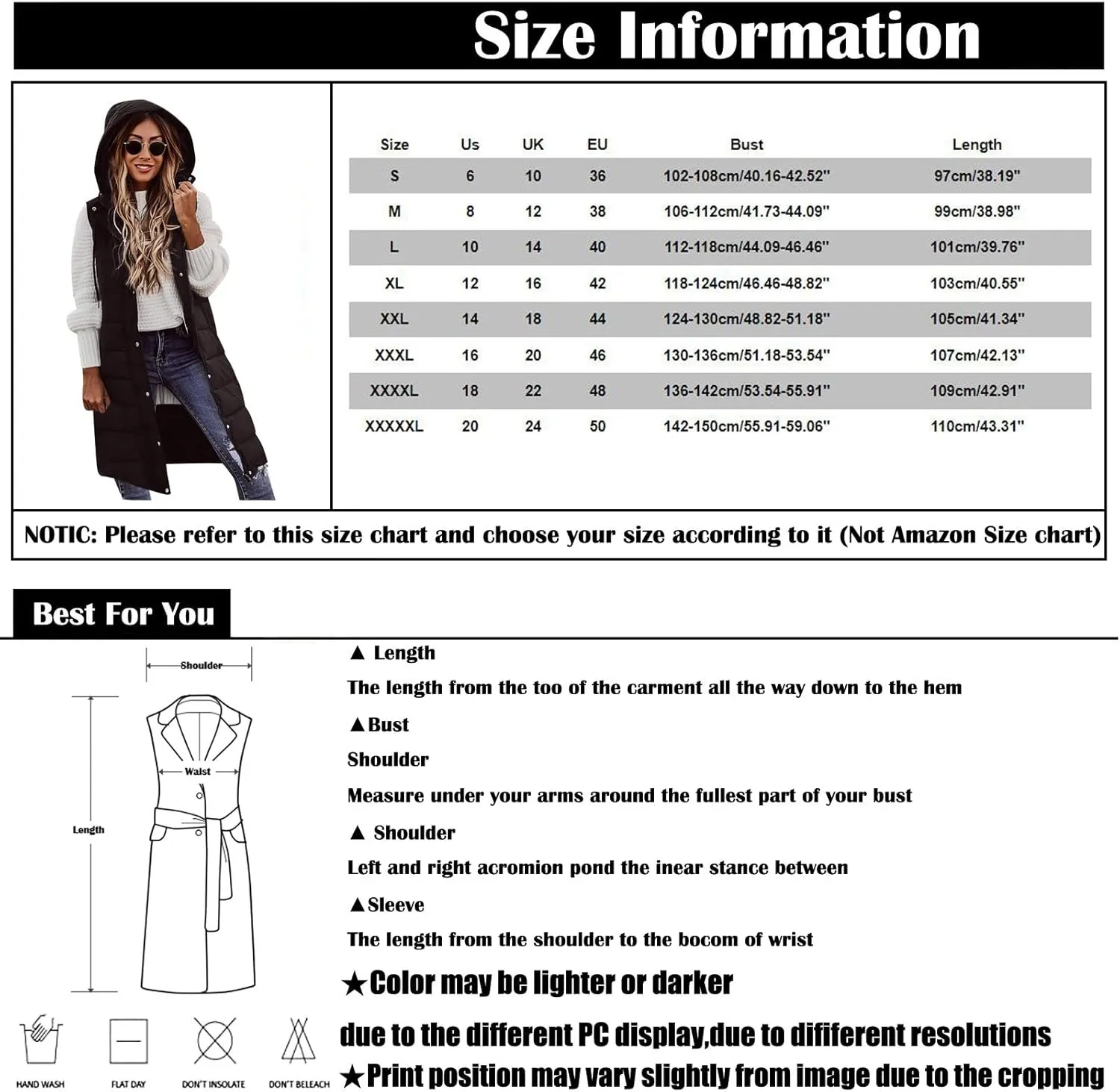 Long Vest for Women Sleeveless Women's Long Puffer Vest Winter Quilted Hooded Sleeveless Zip Up Button Long Jacket Vest