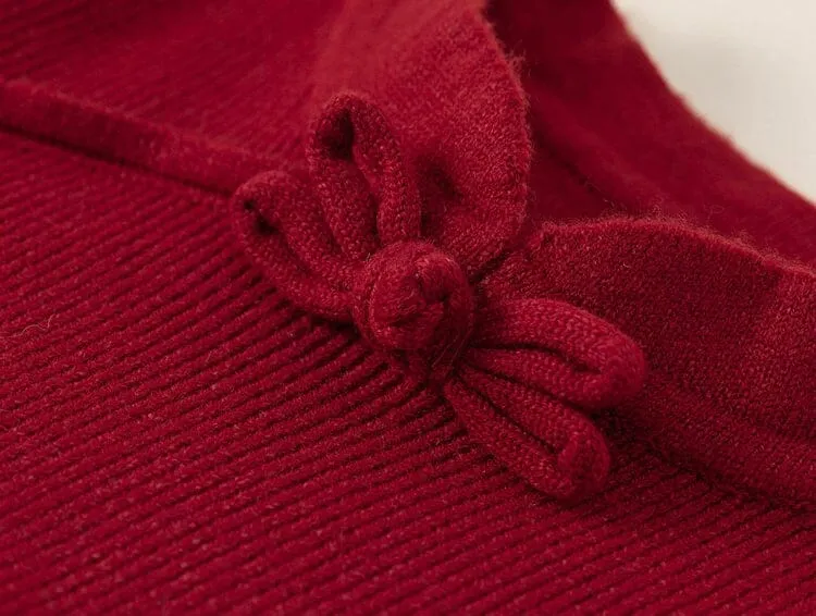 Maeve Elegant Red Tulle Sweater Dress