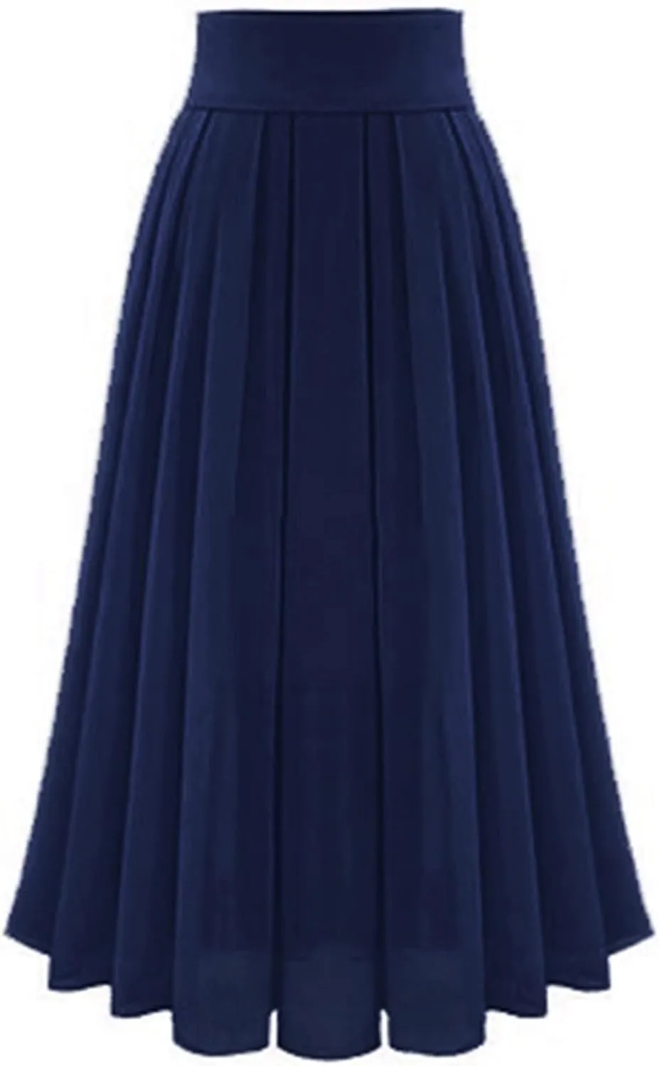 Maxi Skirts for Women Elastic High Waist Pleated Chiffon Skirt Solid Color A-Line Flared Swing Ruffle Skirts