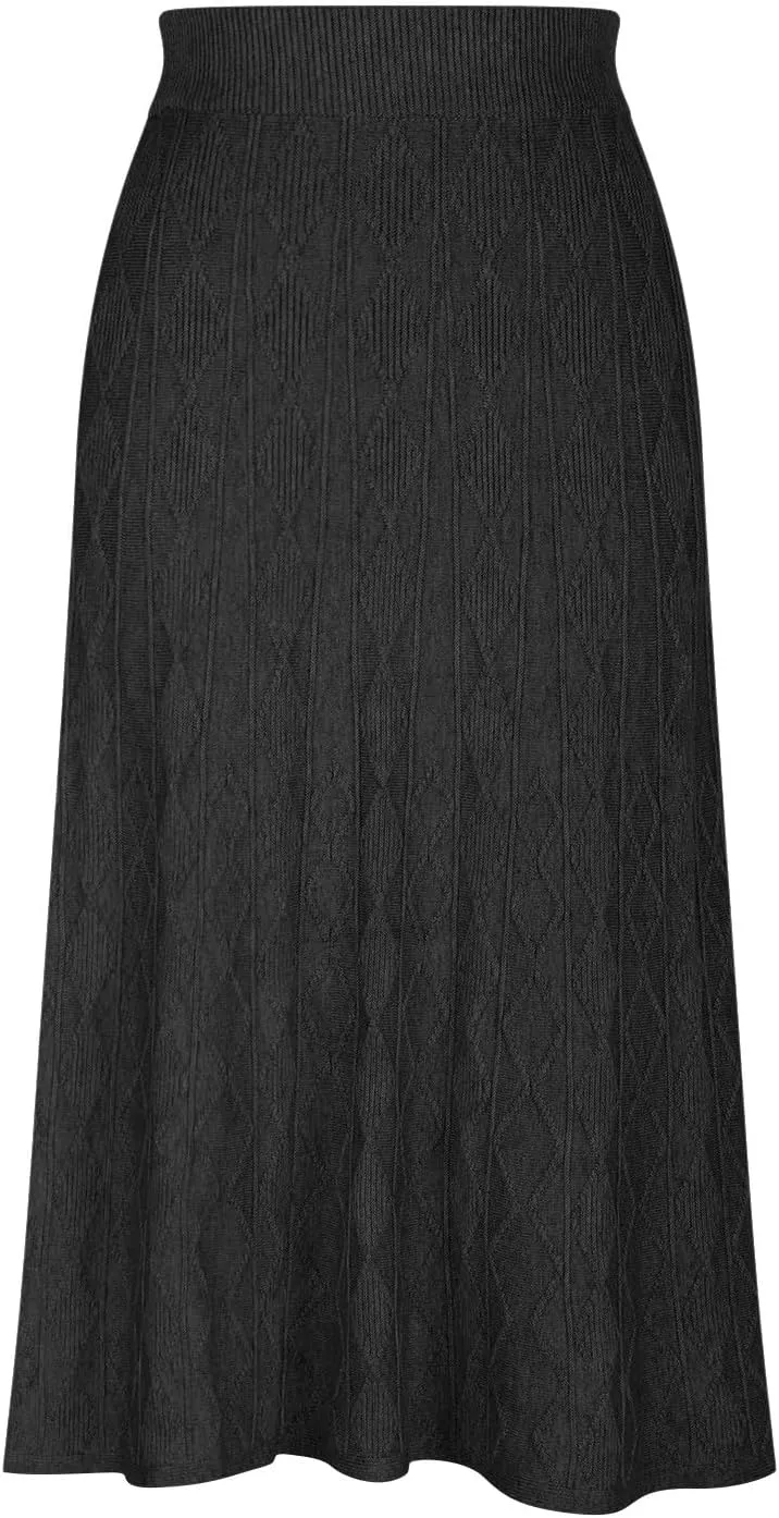 Maxi Skirts for Women Fall Trendy a Line Midi Skirt Elegant Ribbed Knit Long Skirt Reversible Stretchy Half Shirt