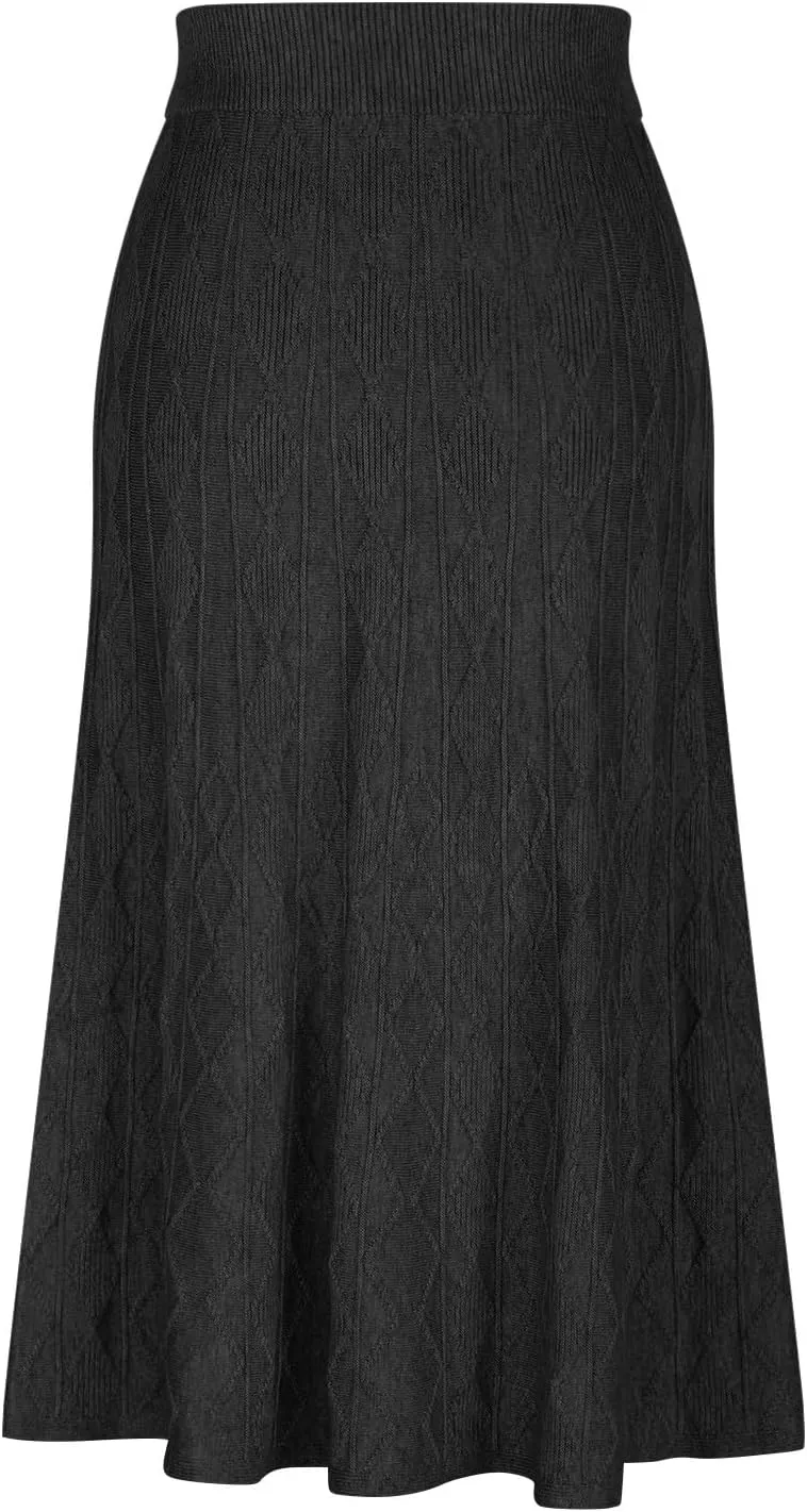 Maxi Skirts for Women Fall Trendy a Line Midi Skirt Elegant Ribbed Knit Long Skirt Reversible Stretchy Half Shirt