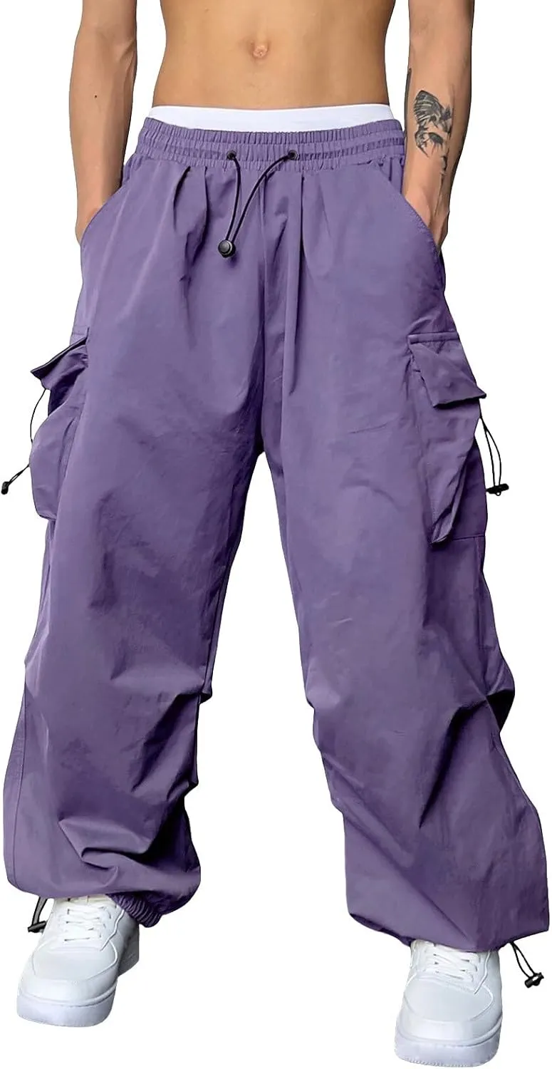 Men's Baggy Cargo Pants Casual Parachute Pants Cotton Loose Fit Hip Hop Pant Multi Pockets