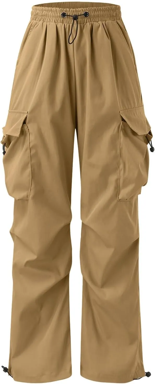 Men's Baggy Cargo Pants Trendy Casual Parachute Pant Elastic Waist Loose Fit Streetwear Multi Pockets