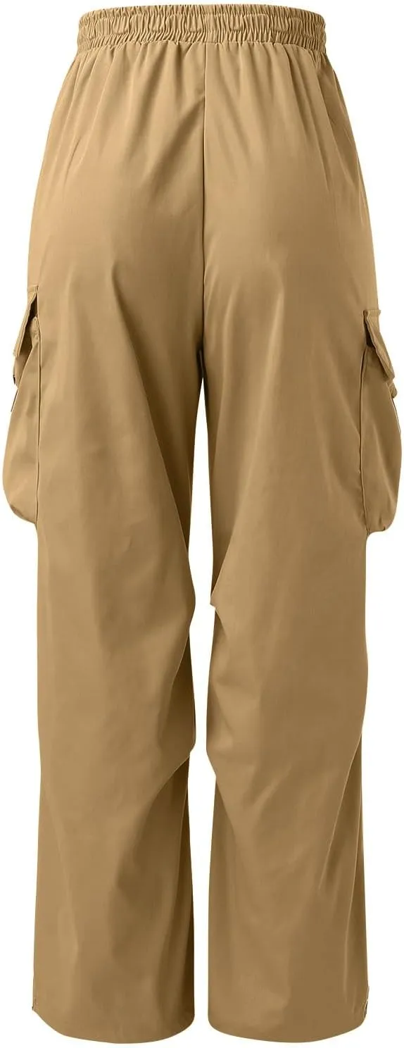 Men's Baggy Cargo Pants Trendy Casual Parachute Pant Elastic Waist Loose Fit Streetwear Multi Pockets