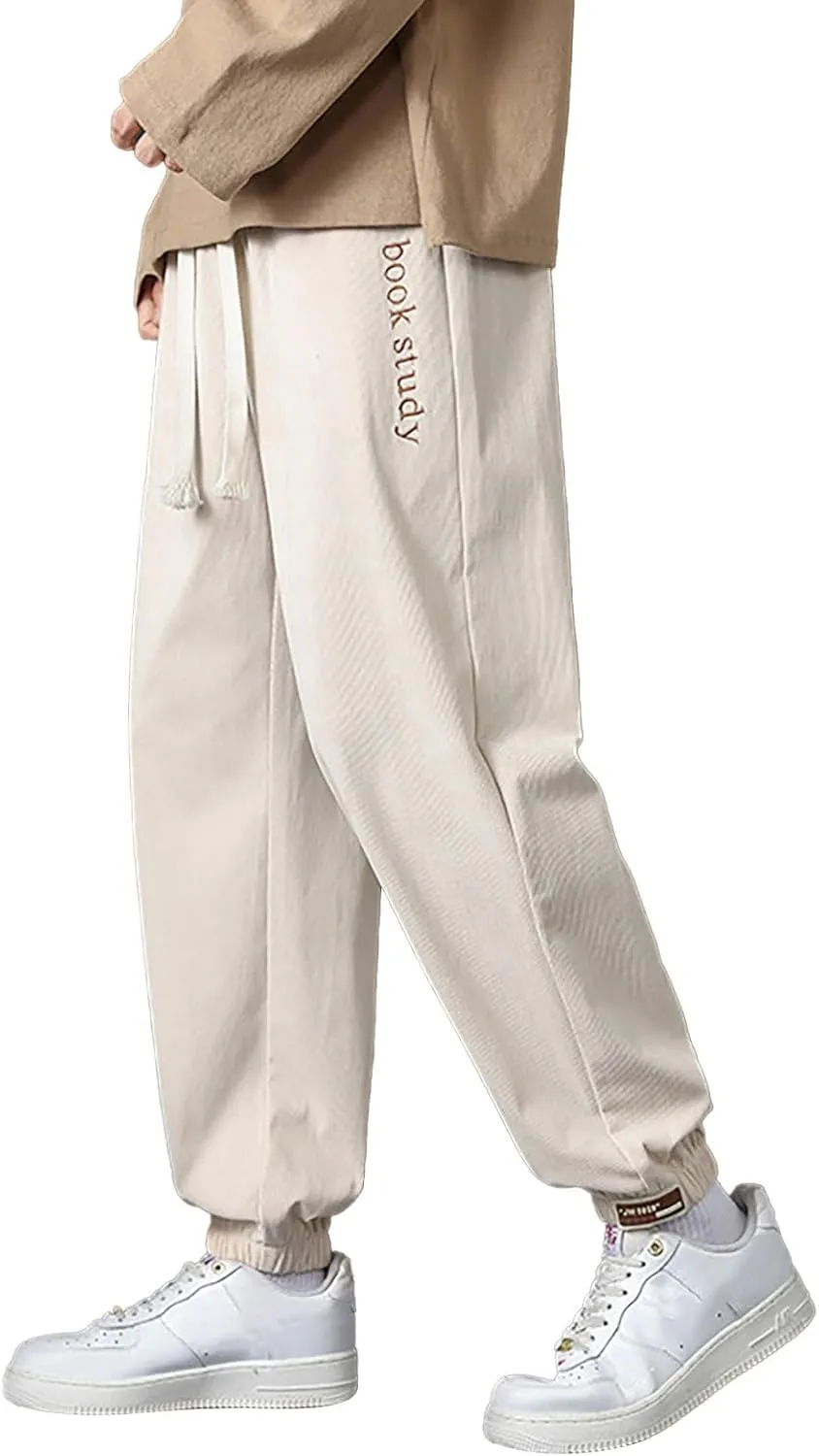 Mens Casual Joggers Pants Cotton Drawstring Chino Cargo Pants Hiking Outdoor Track Jogging Sweatpants Pants