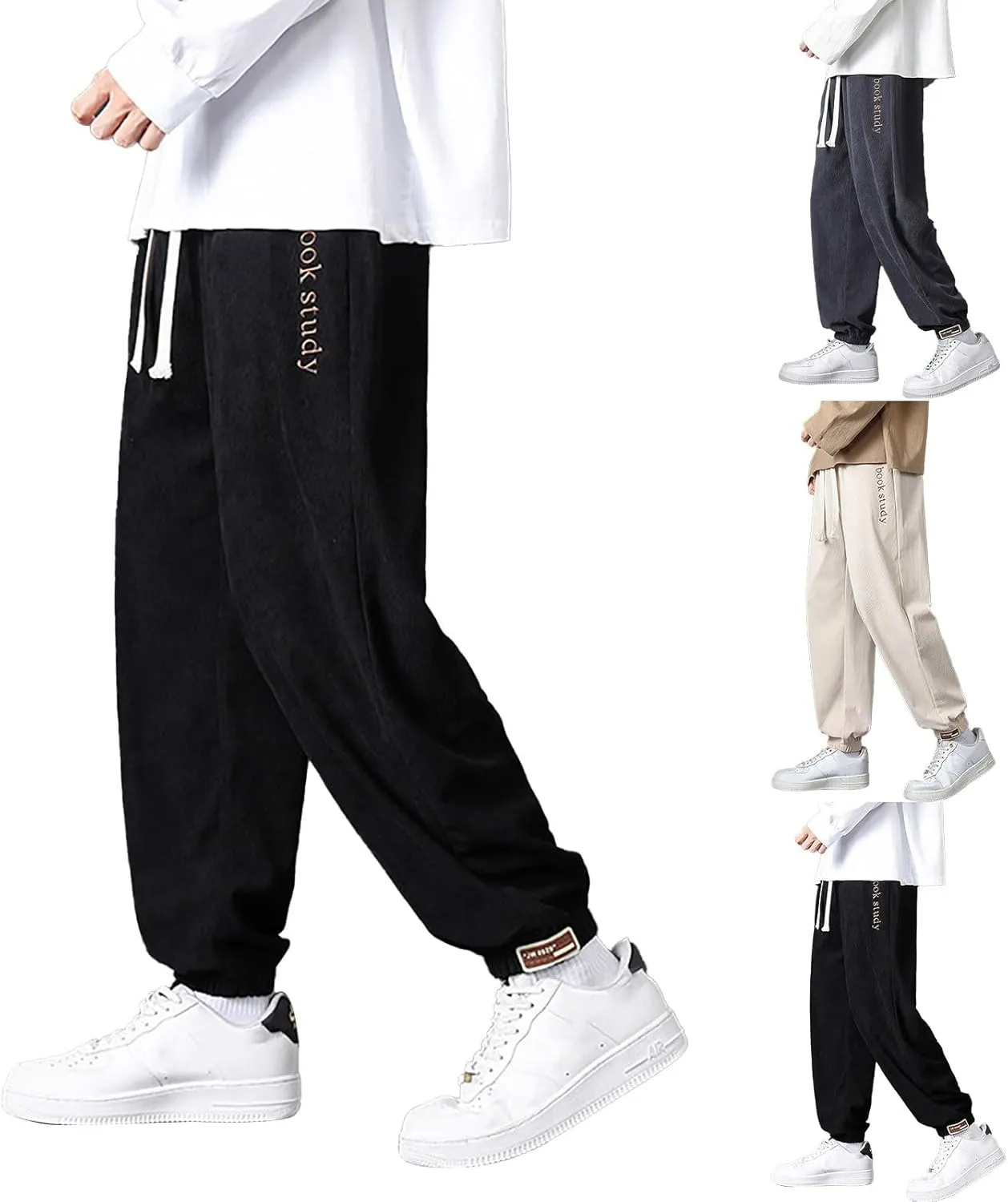 Mens Casual Joggers Pants Cotton Drawstring Chino Cargo Pants Hiking Outdoor Track Jogging Sweatpants Pants