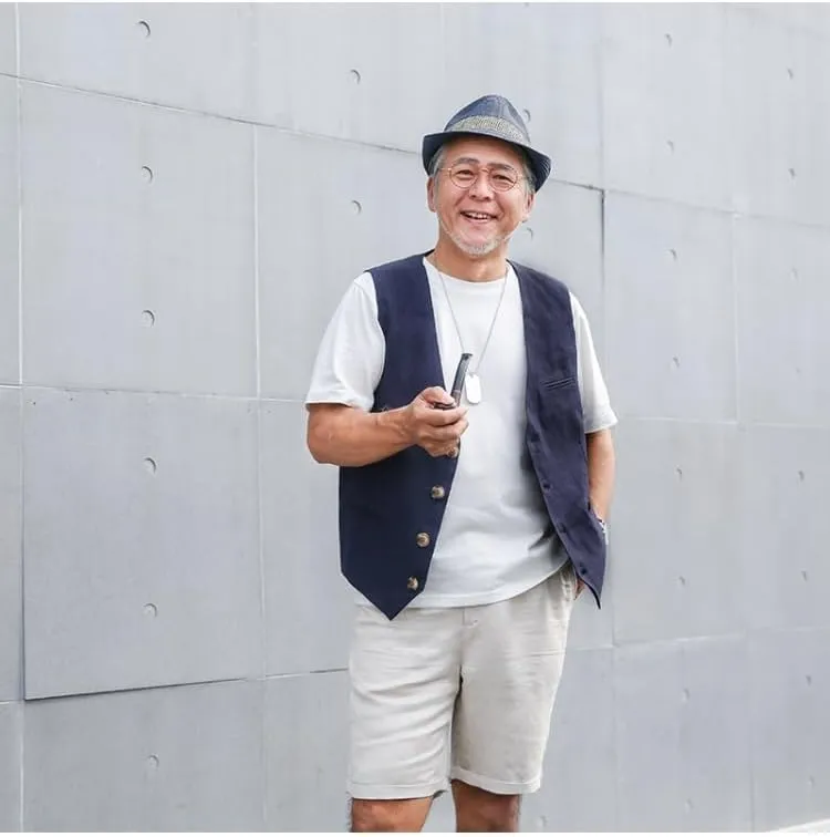 Men's Casual Linen Vest Vintage V-Neck Vest Dress Summer Beach Wedding Linen Waistcoat