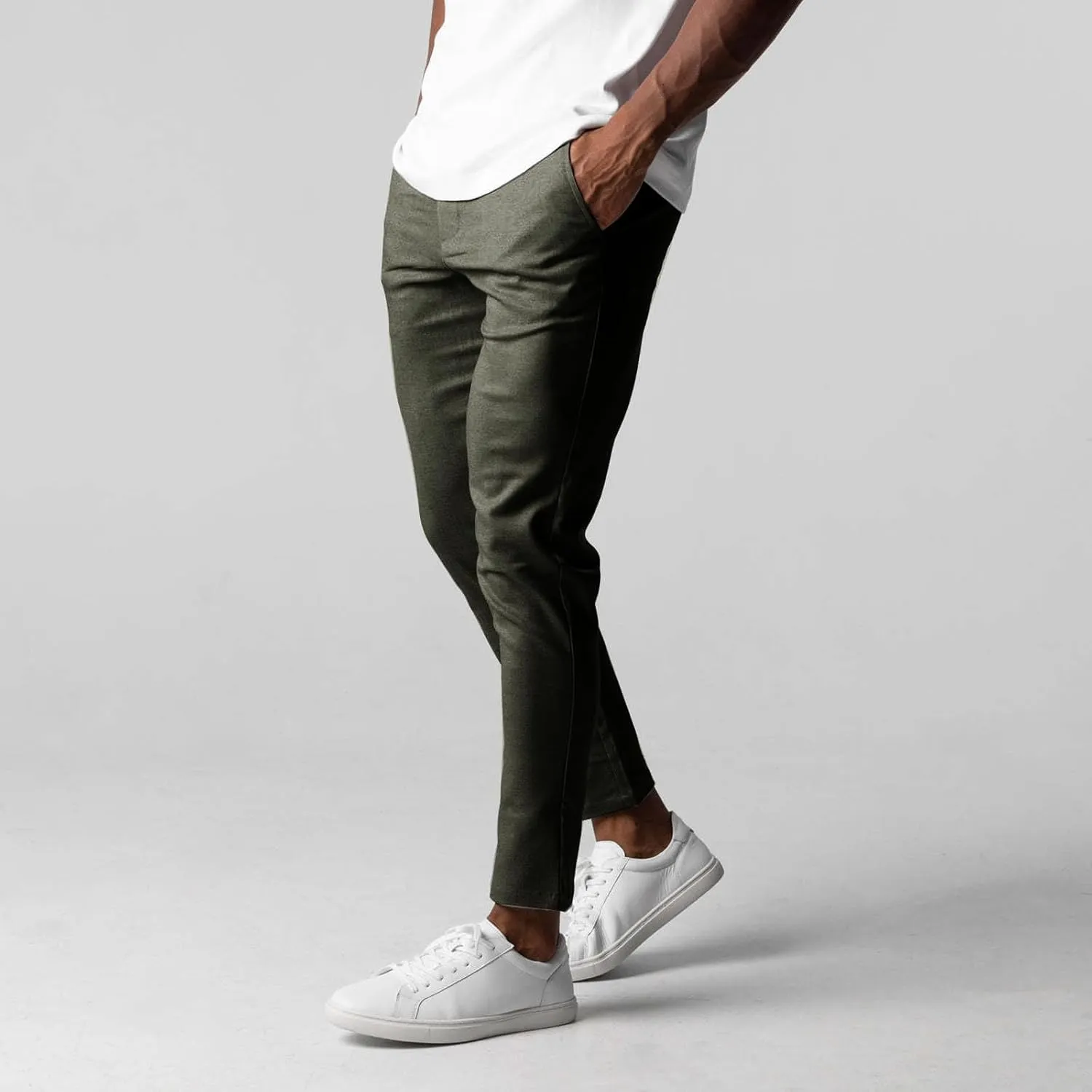 Mens Casual Stretch Chino Dress Pants Classic Active Slim Fit Elasticity Trousers Stretch Flat-Front Tapered Slacks
