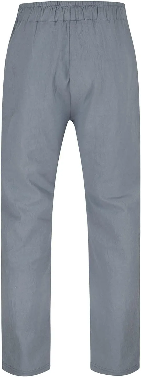 Men's Drawstring Linen Pants Casual Loose Fit Summer Stylish Yoga Pants Elastic Waist Trendy Trousers with Pockets
