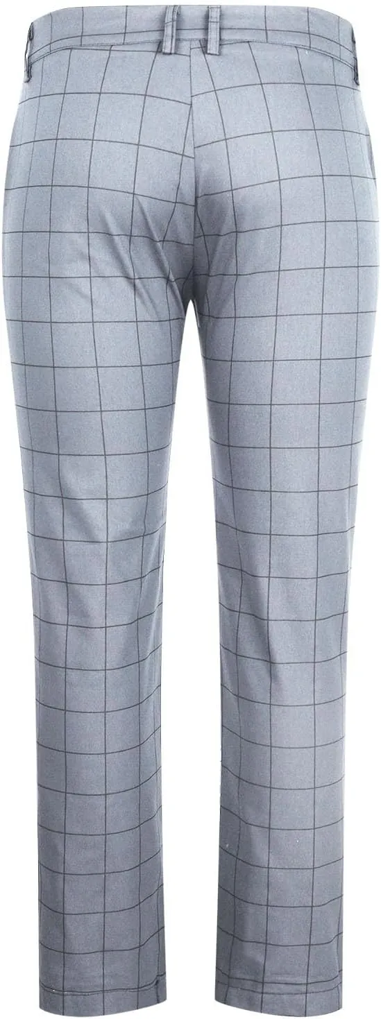 Mens Dress Pants Slim Fit Plaid Flat-Front Stretch Chino Pant Business Work Casual Tapered Leg Trousers with Pockets
