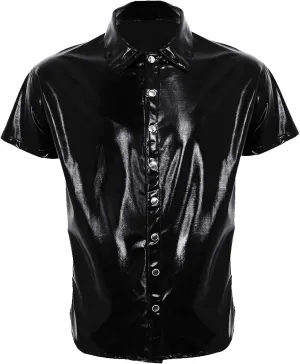Mens Fashion Casual Solid Color Leather Sexy Coat Sexy Leather Coat Clothes Top Blouse Valentines Day for Him