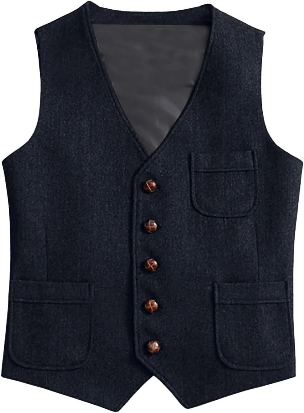 Men's Herringbone Tweed Dress Vest Slim Fit Formal Dress Suit Vests Business Casual Waistcoat Wedding Tuxedo
