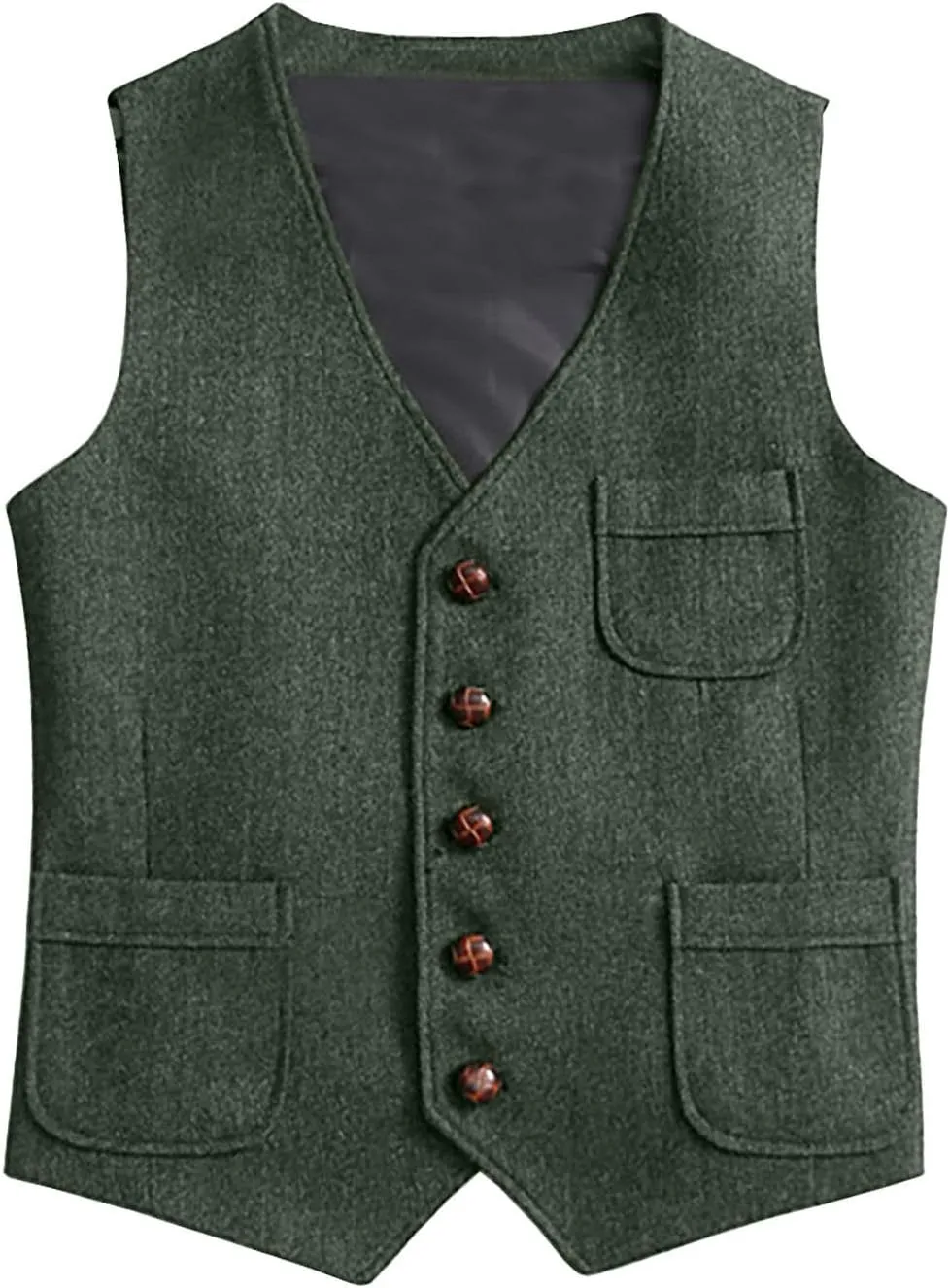 Men's Herringbone Tweed Dress Vest Slim Fit Formal Dress Suit Vests Business Casual Waistcoat Wedding Tuxedo