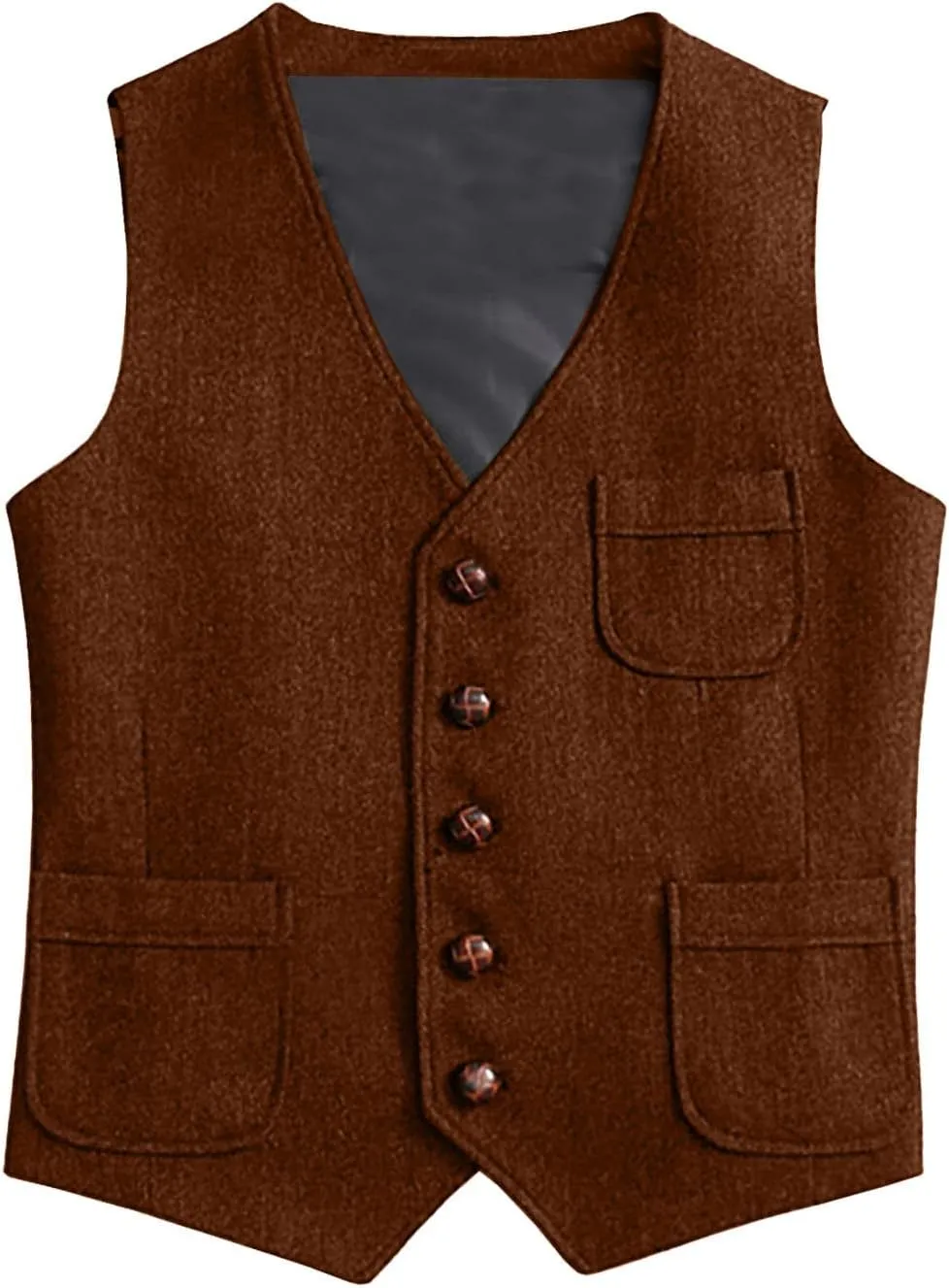 Men's Herringbone Tweed Dress Vest Slim Fit Formal Dress Suit Vests Business Casual Waistcoat Wedding Tuxedo