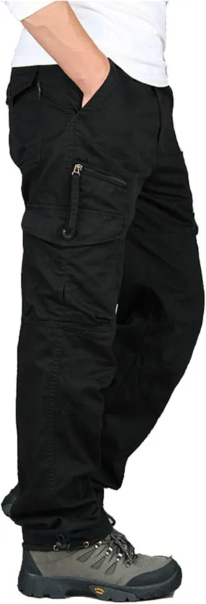 Men's Hiking Cargo Pants Combat Work Tactical Pants Casual Ripstop Trousers Straight Slim Fit Trousers with Pockets