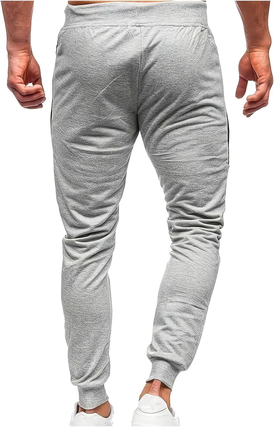 Mens Lightweight Gym Jogger Pants, Men Workout Sweatpants with Side Striped Drawstring Sweat Pants Slim Fit Joggers