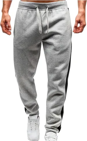 Mens Lightweight Gym Jogger Pants, Men Workout Sweatpants with Side Striped Drawstring Sweat Pants Slim Fit Joggers