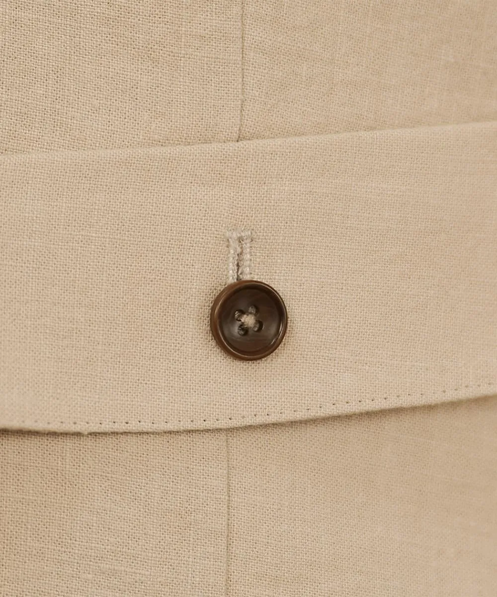 Men's Linen Vest Vintage Formal Waistcoat Regular Fit Spring Summer Lightweight Linen Waistcoat