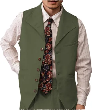 Men's Linen Vintage Vest Dress Suit Vest Formal Beach Wedding Retro Lightweight Waistcoat